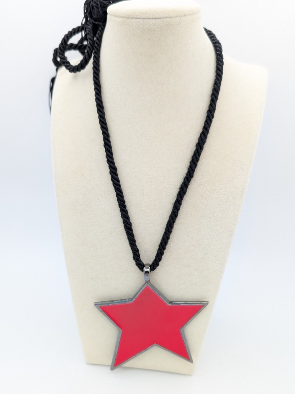 YSL Enameled Star Pendant Necklace